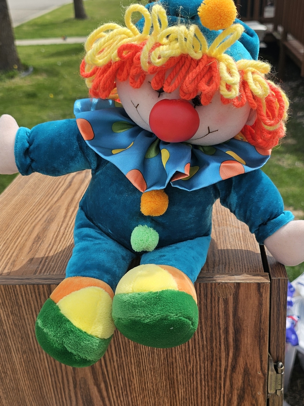 VTG Jesty The Clown Yarn Hair Squeaky Tummy Blue Plush Commonwealth 1990s Doll